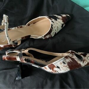 Morley Brown and Black Animal Print Heels 2in kitty heels